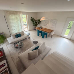 Soggiorno moderno open space con sala da pranzo